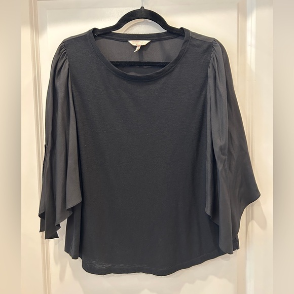 Rebecca Taylor Tops - Rebecca Taylor Black Combo Fabric Blouse with Flowing Sleeves